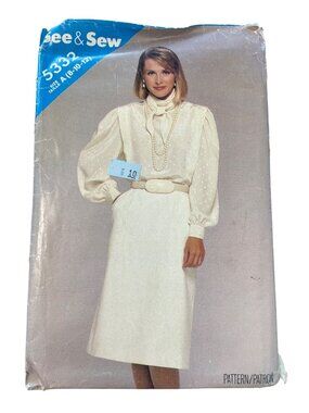 Vintage See & Sew Butterick 5332 Pattern Size A 8-12 Misses Blouse & Skirt CUT